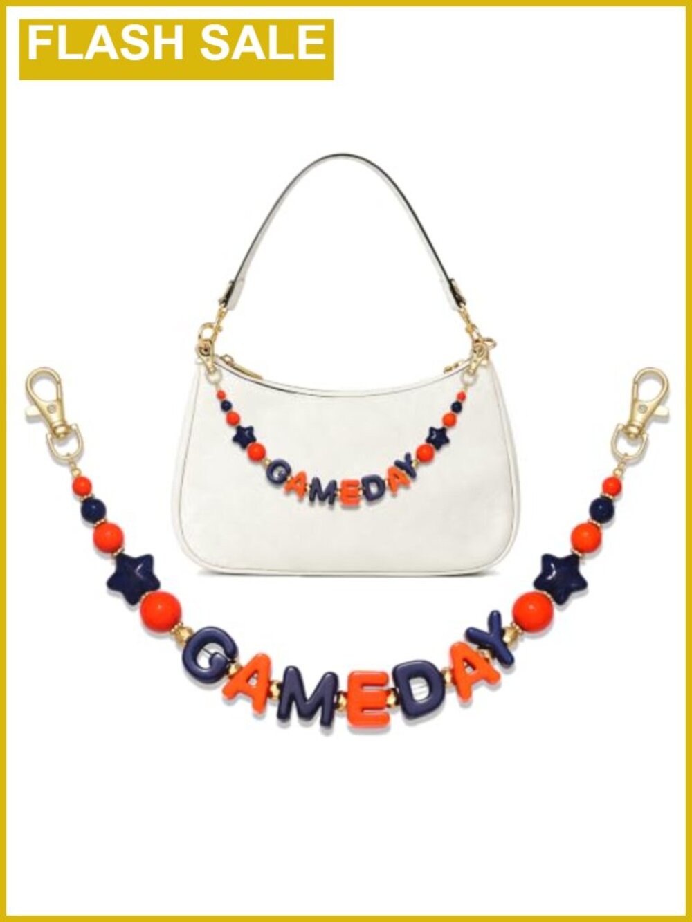 Football Bag Charm Acrylic Purse Chain Game Day Fan Accessory Women's Keychain